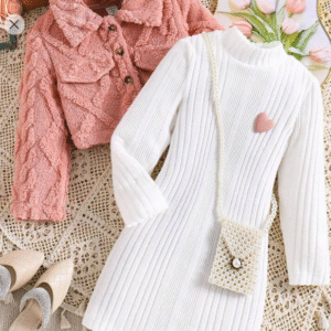 Vestido Acanalado Con Chaqueta Aterciopelada