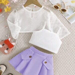 Falda Lila y Poleras Blancas